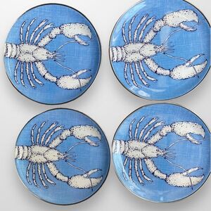 Tommy Bahama Melamine Salad Plates Set of 4 Blue Lobster NEW 8"‎